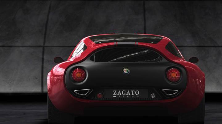 Back Pose Of 2010 Alfa Romeo TZ3 Corsa In Red